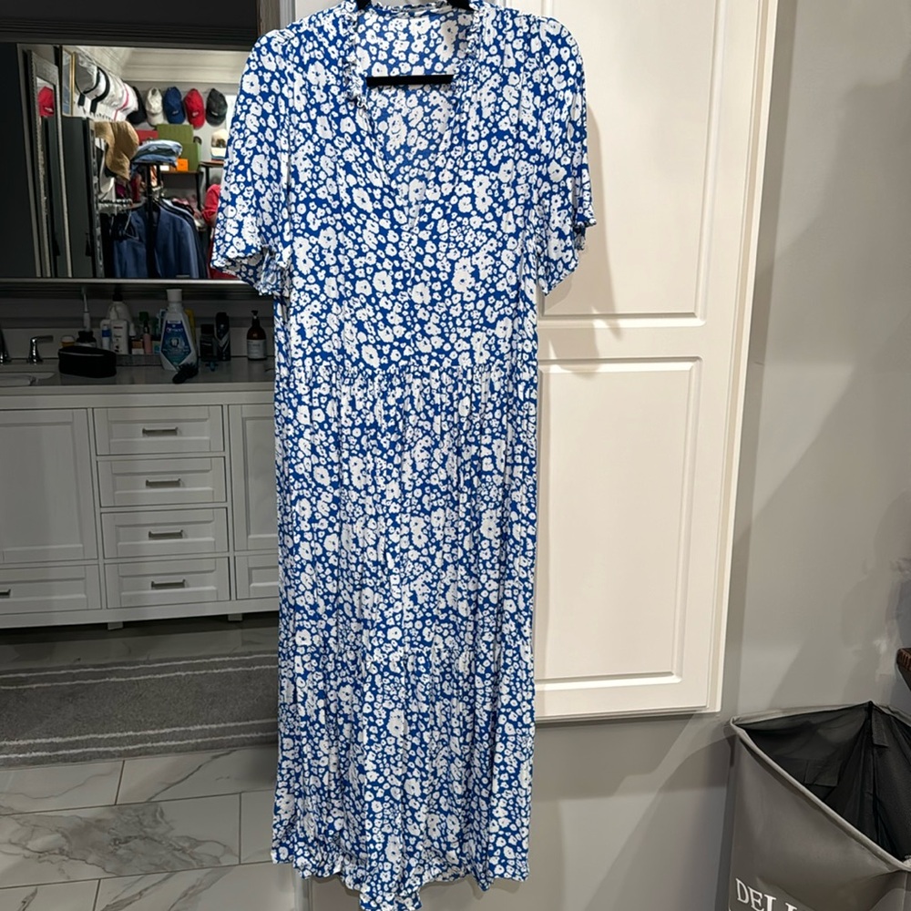 Zara Blue and White Midi Sundress